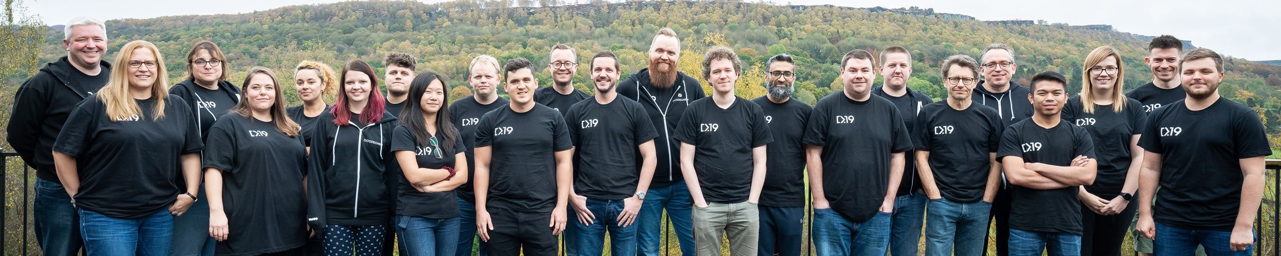 The CODECABIN 2019 attendees standing outside the venue